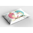 thumbnail image 2 of Ambesonne Narwhal Pillow Sham 2 Pack, Tea Drinking Whales, 36"x20", Pale Pink Pale Blue, 2 of 3