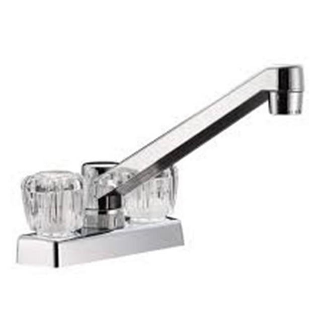 Two Handle 4 Kitchen & Bar Faucet with Clear Acyrlic Knobs - Chrome Polished