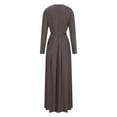 thumbnail image 6 of successthop Casual Dresses for Women with Sleeves Solid Ruched Ladies Dressy V Neck Oversized Evening Party Dress Brown, 6 of 6