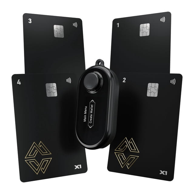 Cartera de hardware Cypherock X1 Vault con 4 tarjetas X1 BTC, criptomonedas
