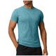 thumbnail image 2 of Ceisia Men's Athletic Textured T-shirt Short Sleeve Round Neck Quick Dry Slim Fit Outdoor Climbing Running Casual Tee Tops Slim Fit Blue L Gifts, 2 of 7