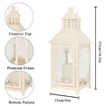 thumbnail image 2 of Decorative Large Outdoor Candle Lantern, Metal Candle Holder, Decorative Candle Lantern with Tempered Glass (White), 2 of 10
