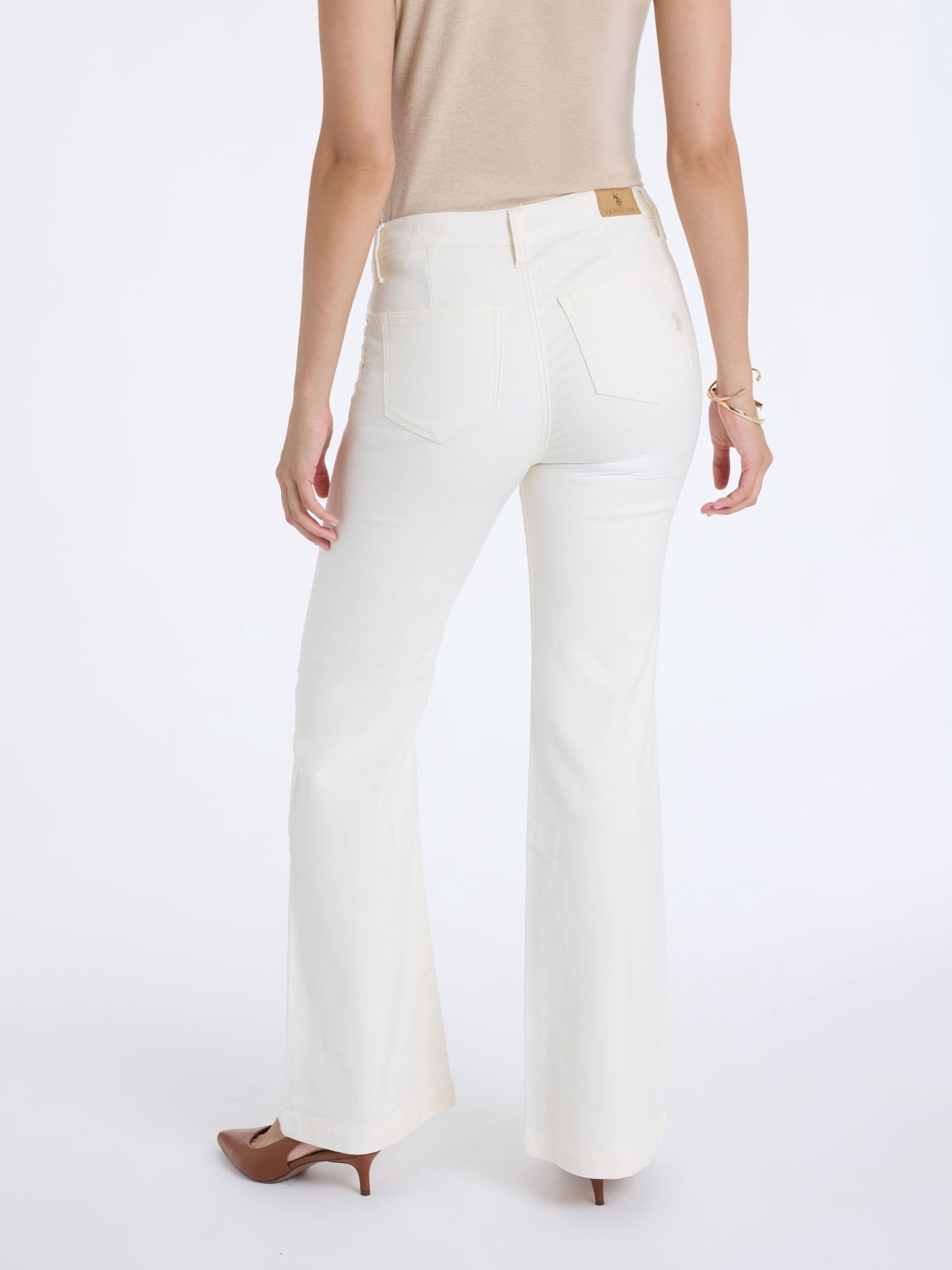 U.S. Polo Assn. Women's Patch Pocket Flare Knit Denim Pants