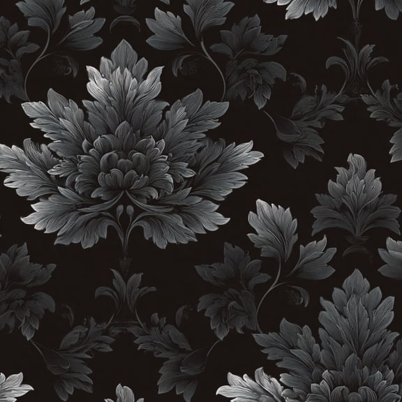 Gothic Peel and Stick Wallpaper Floral Damask Elegant Gray Botanical Motifs Dark Wall Mural 23.6in x 9.8ft Self Adhesive Removable Wall Paper Renter Friendly Wallpaper for Nursery Bedroom Cabinets