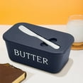 thumbnail image 6 of BUTOMKY Butter Dish with Lid - Plastic Butter Storage Container, Large Countertop Butter Keeper for Refrigerator & Kitchen (Includes Butter Knife) White Blue, 6 of 7