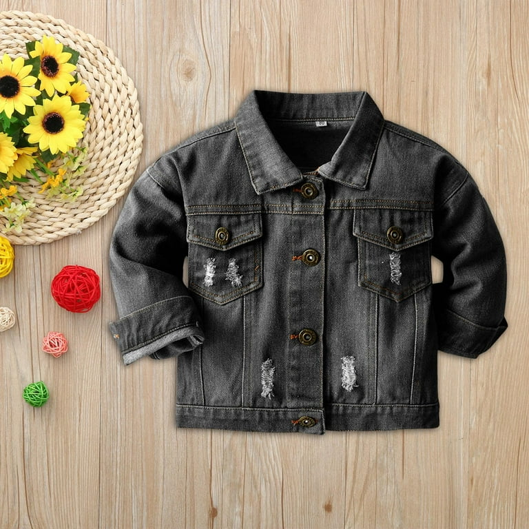 Hessimy Toddler Baby Boy Girls Denim Jacket Multi Pockets Cowboy
