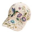 thumbnail image 2 of 3D Beaded Embroidery Baseball Cap Hummingbird Floral Rhinestone Sun Hat Adjustable Outdoor Casual Headwear, 2 of 5