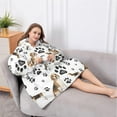 thumbnail image 5 of Oversized Wearable Blanket Hoodie,Beagle Dog and Footprints Sherpa Blanket Hoodie with Super Pockets,Super Warm Fuzzy Pullover for Women & Men, 5 of 6