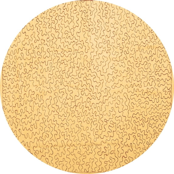 Ahgly Company Indoor Round Abstract Brown Contemporary Area Rugs, 4' Round