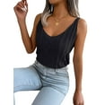 thumbnail image 3 of Women'S V Neck Knit Tank Tops 2025 Summer Casual Sleeveless Shirts Sweater Vest Black S, 3 of 9