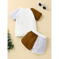 thumbnail image 4 of Toddler Baby Girls Boys Summer Clothes Outfit Sun Printed Set Short Sleeve Crewneck T-Shirt Patchwork Shorts Set 9M 12M 24M 3Y 4Y, 4 of 10