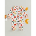 thumbnail image 3 of Newborn Baby Boy Girl Halloween Long Sleeve Jumpsuit Pumpkin Zipper Footie Romper Pjs Fall Winter Clothes Sleep and Play, 3 of 8