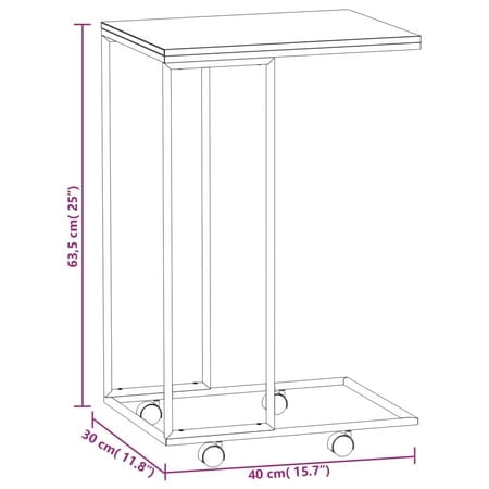vidaXL Table d'Appoint avec Roues Blanc 40x30x63,5 cm Bois Manufacturé