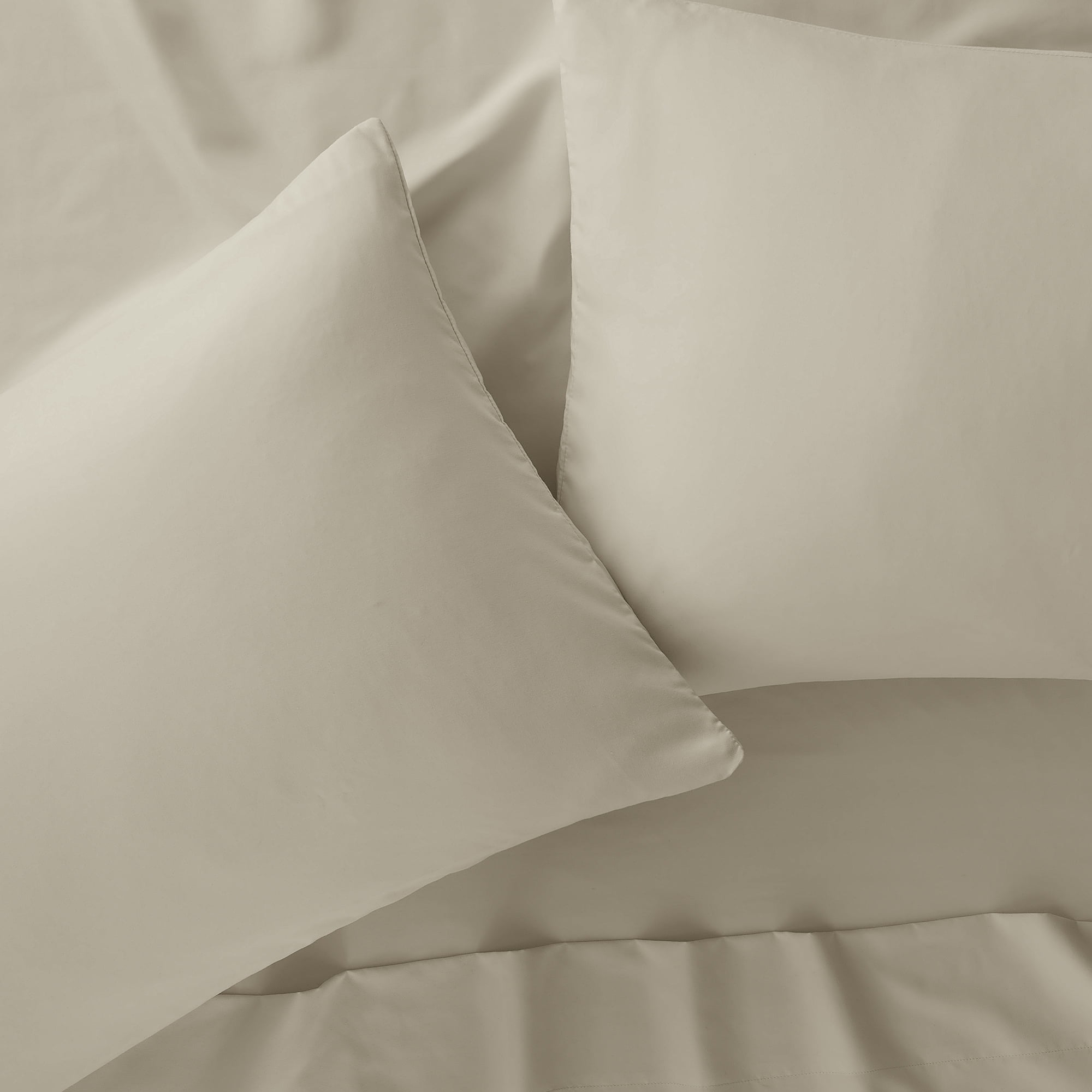 Serta Simply Clean 3-Piece Antimicrobial Solid Bed Sheet Set, Twin-XL, Beige