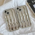 thumbnail image 4 of Water Ripple Pattern Curly Phone Case for iPhone 13 6.1 inch, Stylish Wave Frame Soft Case 3D Water Ripple Protective Cover Shockproof Case for Women Girls Slim Case - Silver, 4 of 11