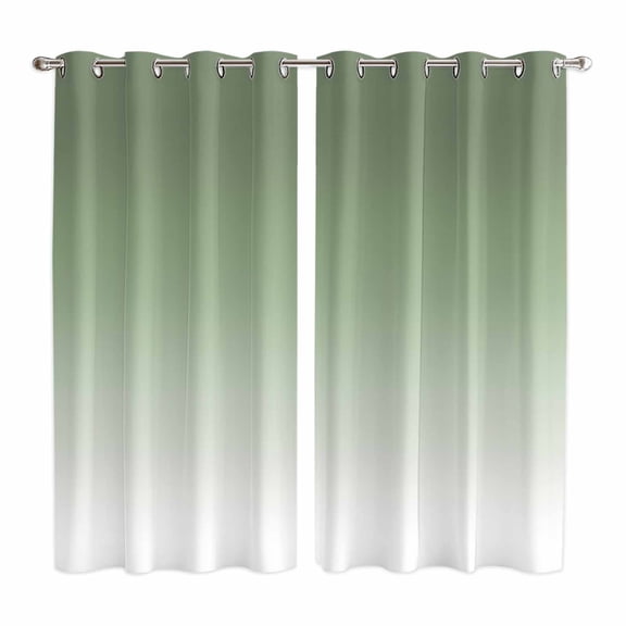 Sage Green Kitchen Curtains 63 Inch Length, Farmhouse Sage Green Ombre Grommet Top Bedroom Living Room Curtains, Light Filtering Cafe Curtain Drapes 2 Panels Set 84''x63''