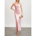 thumbnail image 4 of Faithtur Robe Longue Moulante pour Femmes Couleur Unie Bretelles Spaghetti Col Bénitier Robe Sans Manches Été Dos Nu Cami Robe, 4 of 9