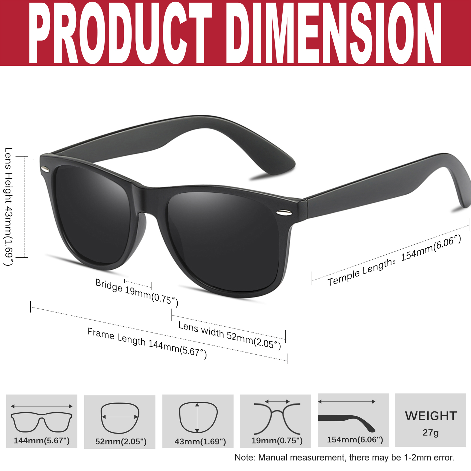 Kanastal Polarized Square Sunglasses, Black photo 3