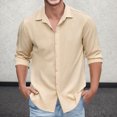 thumbnail image 5 of Caqnni Mens Cotton Linen Shirt Sleeve Casual Shirt Summer Beach Tops (Khaki,M), 5 of 5
