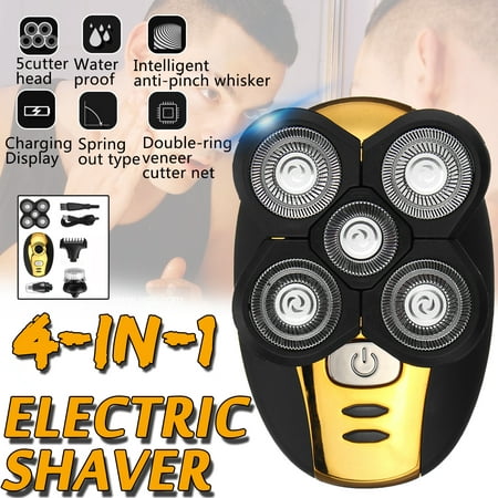 Electric Shaver for Men / Rechargeable Electric Razor , Wet/Dry with Precision Trimmer for Beard Shaving and Trimming 4D Bald Head Razor Body Hair Trimmer Beard (Best Electric Shaver For Beard Trimming)