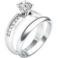 thumbnail image 3 of Gems Jewels 2.50 Ct Round Cut Diamond Wedding Engagement Trio Ring Set 14K White Gold Plated 925 Sterling Silver For Women's -9, 3 of 3