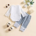 thumbnail image 4 of Xyant Baby Girl Clothes Outfits Toddler Infant Baby Romper Top+Jeans Clothing Set (White,3-6 Months), 4 of 7