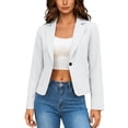 thumbnail image 6 of yeiolnoer Suit Jacket for Women Elegant Button Front Blazers Solid Color Long Sleeve Shirts for Business Office(White,X-Large), 6 of 7