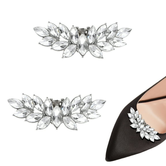 Uxcell 2-Pack Decorative Rhinestone Shoe Clips, Zinc Alloy Removable Fashion Crystal Flower Shoe Clips Buckle