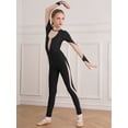 thumbnail image 6 of IEFIEL Kids Girls Figure Ice Skating Long Jumpsuit Dance Unitard Long Sleeve Rhythmic Gymnastic Leotard Black 10, 6 of 7