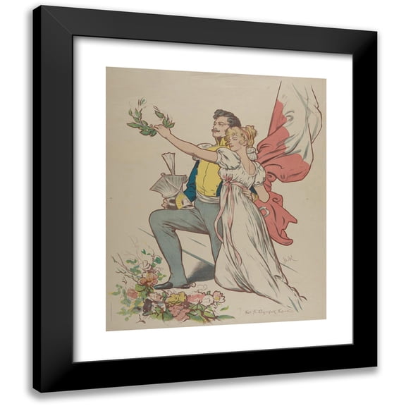 Anonymous 12x14 Black Modern Framed Museum Art Print Titled - Ulan and Girl (1907)