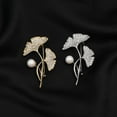 thumbnail image 4 of Xinyolin Ginkgo Leaf Shape Brooch Faux Pearl Shiny Rhinestone Stainless Exquisite Colorfast Luxury Bag Collar Scarf Hat Decoration Clothes Pin Lady Jewelry, 4 of 8