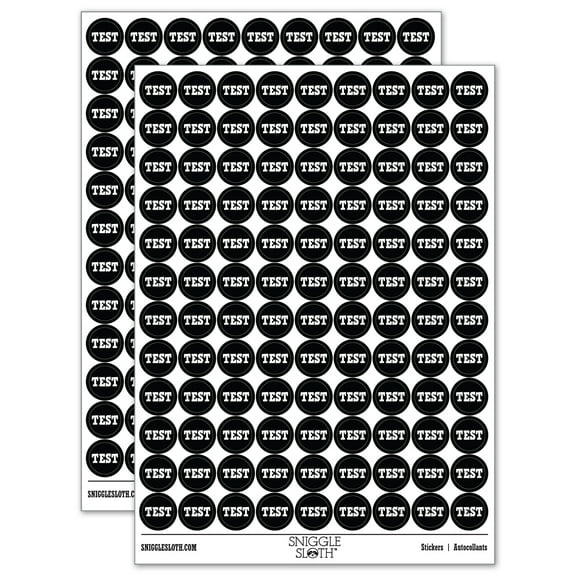 Test Fun Text 200 Round Stickers - Black - Gloss Finish - 0.50" Size