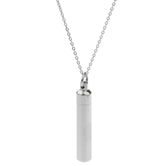 Ash Locket Cylinder Memorial Urn Necklace Stainless Steel Cremation Jewelry
