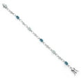 thumbnail image 2 of Gem Stone King 925 Sterling Silver Sky Blue Aquamarine and London Blue Topaz and Round White Lab Grown Diamond Tennis Bracelet for Women (3.34 Cttw, Gemstone Birthstone, Oval 6X4MM, 7.25 inches), 2 of 4