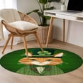 thumbnail image 5 of Area Rug 36in, St. Patrick's Day Four-leaf Kitten Floor Carpet Living Room Rug, Green Wood Board Non-Slip Welcome Mat Indoor Rugs for Bedroom Dining Room, 5 of 9