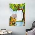 thumbnail image 1 of Kids Tapestry, Various Cartoon Style Animals Together by River Bank Tree Bird Cute Funny Wildlife, Wall Hanging for Bedroom Living Room Dorm Decor, 40W X 60L Inches, Multicolor, by Ambesonne, 1 of 2