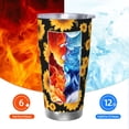 thumbnail image 6 of 20oz Car Cup Three-Piece Set Of Single Silver Edge No Smell Easy To Carry Heat Preservation For Daily Car Sports Travel Yellow Sunflowers Black Background, 6 of 8