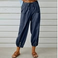 thumbnail image 6 of Women's High Waist Pants Drawstring Capri Yoga Pants with Pockets Wide Leg Pants for Women, 6 of 6