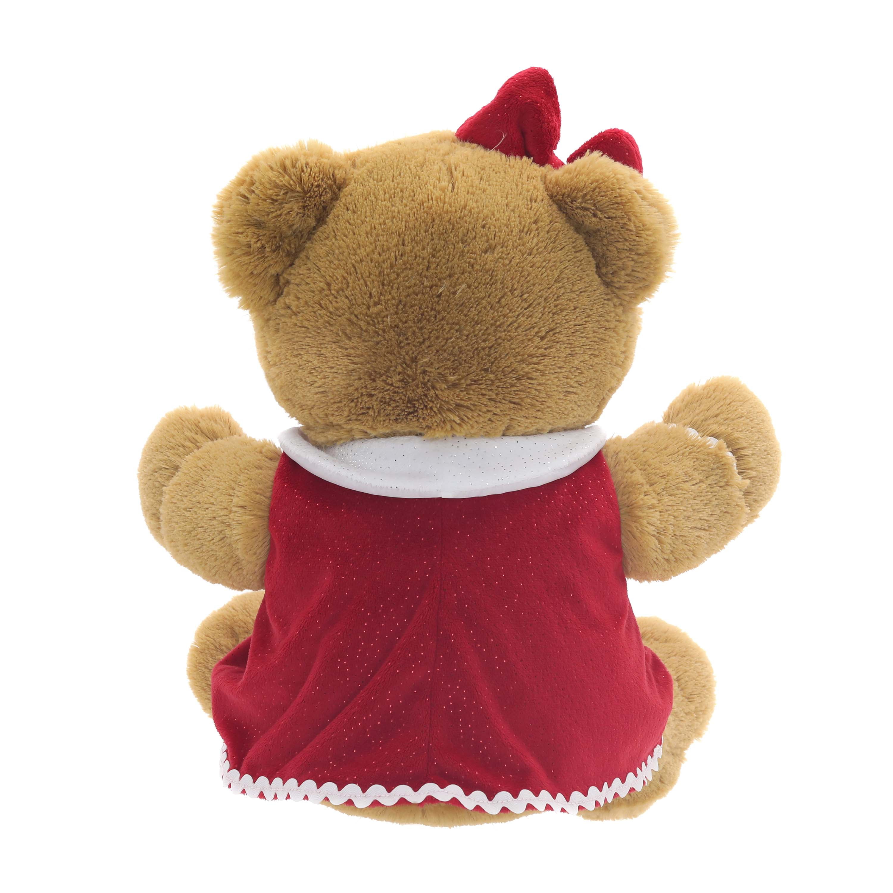 Gingerbread Girl 2025 Teddy Bear Christmas Plush, Brown, 15