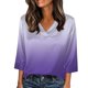 thumbnail image 2 of Xuyuer Women's Holiday Floral Print V-Neck 3/4 Sleeve Casual Loose Shirt, 2 of 5