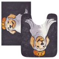 thumbnail image 7 of Yayeee Bath Rugs for Bathroom Floor Set of 2 Non Slip Fluffy Soft Absorbent Mat, Yellow Halloween Dog, 7 of 7
