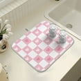 thumbnail image 4 of Yayeee Dish Drying Mat for Kitchen Counter 16" x 18" Microfiber Super Absorbent Coffee Decorative Pad, Pink Checkered Heart, 4 of 9