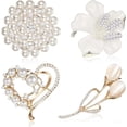 thumbnail image 1 of Broche de 4 piezas para mujer, con forma de corazón de imitación de perlas de vidrio y diamantes de imitación para mujer, boda nupcial, 1 of 4
