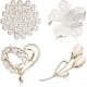 thumbnail image 1 of Broche de 4 piezas para mujer, con forma de corazón de imitación de perlas de vidrio y diamantes de imitación para mujer, boda nupcial, 1 of 4