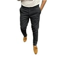 thumbnail image 2 of lmcalzta Mens Dress Pants Classic Slim Fitted Expandable Waist Skinny Stretch Suit Pants Flat-Front Trousers with Pockets, 2 of 6