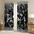 thumbnail image 2 of Manfei Paris Eiffel Tower Black Out Curtains, Black Diamond Sequin Print Curtains Pack of 2 (42x63 Each), Romantic Princess Style Bedroom Curtains, Living Room Curtains Decor, 2 of 6