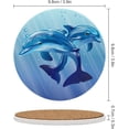 thumbnail image 3 of SKYSONIC Round Drink Coasters 6 Pcs Dolphins in The Water Absorbent Ceramic Coaster with Cork Base for Coffee Cups for Home Decor, 3 of 6