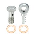 thumbnail image 1 of 8 mm ID 6 mm OD Banjo Bolt Manguera Barb Accesorios Universal Fuel Line Adapter Conector para motocicleta Coche Tono plateado Tono de cobre - Paquete de 4, 1 of 1