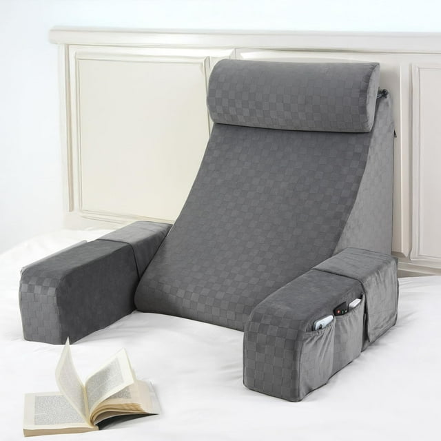 Almohada de Lectura Vekkia 21" con Soporte de Espalda y Brazos Gris