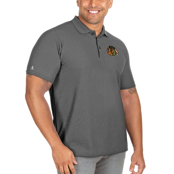Men's Antigua Charcoal Chicago Blackhawks Big & Tall Legacy Pique Polo